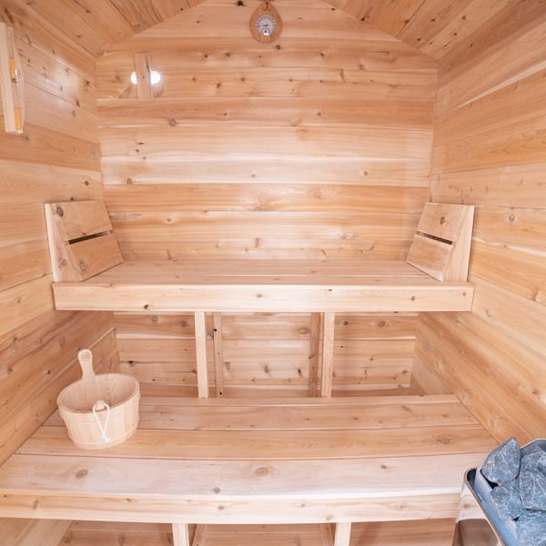 Dundalk Leisurecraft Granby Outdoor Cabin Sauna CTC66W inside seating area