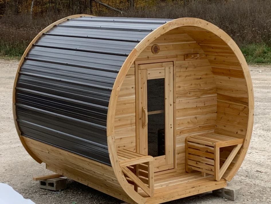 True North Schooner Outdoor SAuna with a Metal Sheet Cover