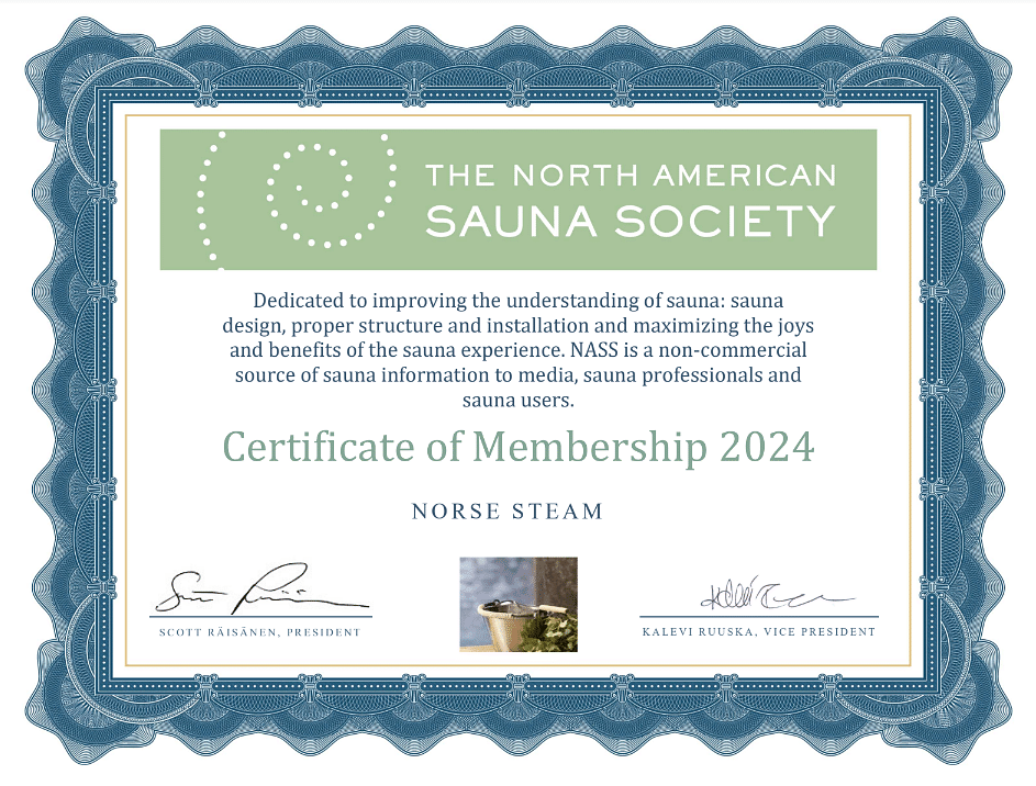 Norse Steam Sauna Society Certification 2024