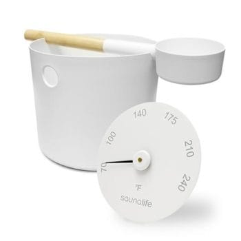 Alternative view of SaunaLife Accessory Package 6 Aluminum 1-Gallon Sauna Bucket Set with Wood Ladle and Thermometer