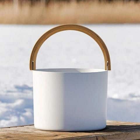 KOLO Bucket 2 Sauna Bucket with curved Handle, Bamboo/Aluminum, 1.5Gal - Image 2