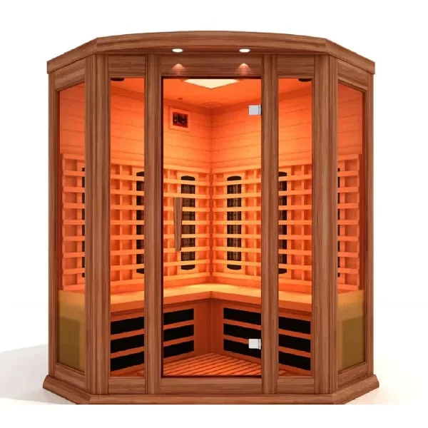 Maxxus 3-Person Corner Full Spectrum Near Zero EMF (Under 2MG) FAR Infrared Sauna (Canadian Red Cedar)