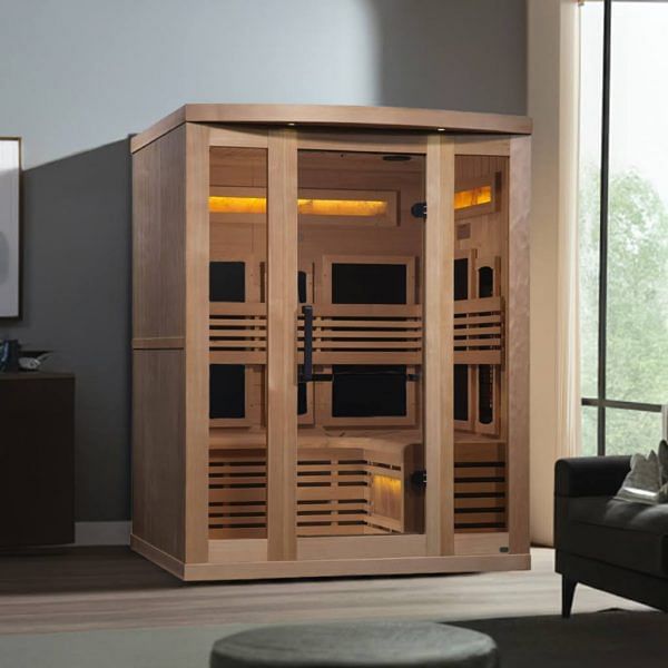 Golden Designs 3-Person Full Spectrum FAR Infrared Sauna with Himalayan Salt Bar