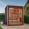 Golden Designs Drammen 3 Person Outdoor-Indoor Traditional Sauna - Canadian Red Cedar Interior