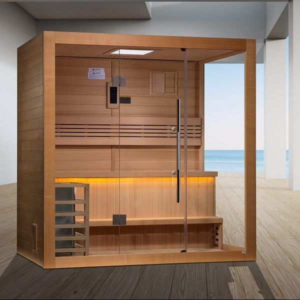 Golden Designs Forssa Edition 3-4 Person Traditional Steam Sauna - Canadian Red Cedar Interior - Image 2