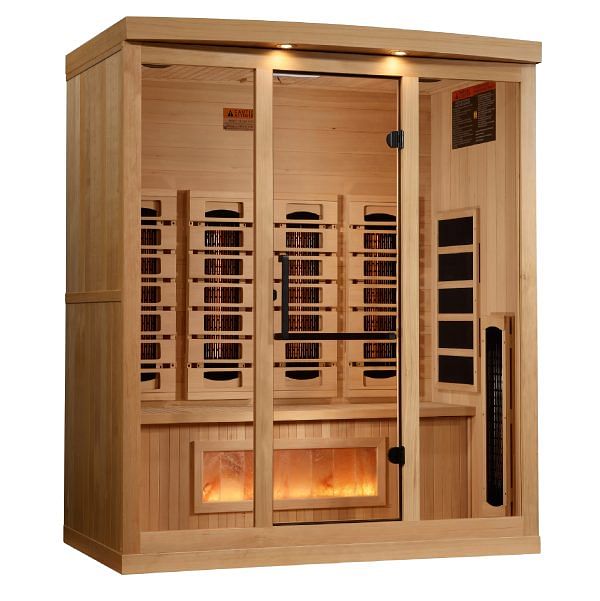 Golden Designs 4-Person Full Spectrum EMF FAR Infrared Sauna with Himalayan Salt Bar