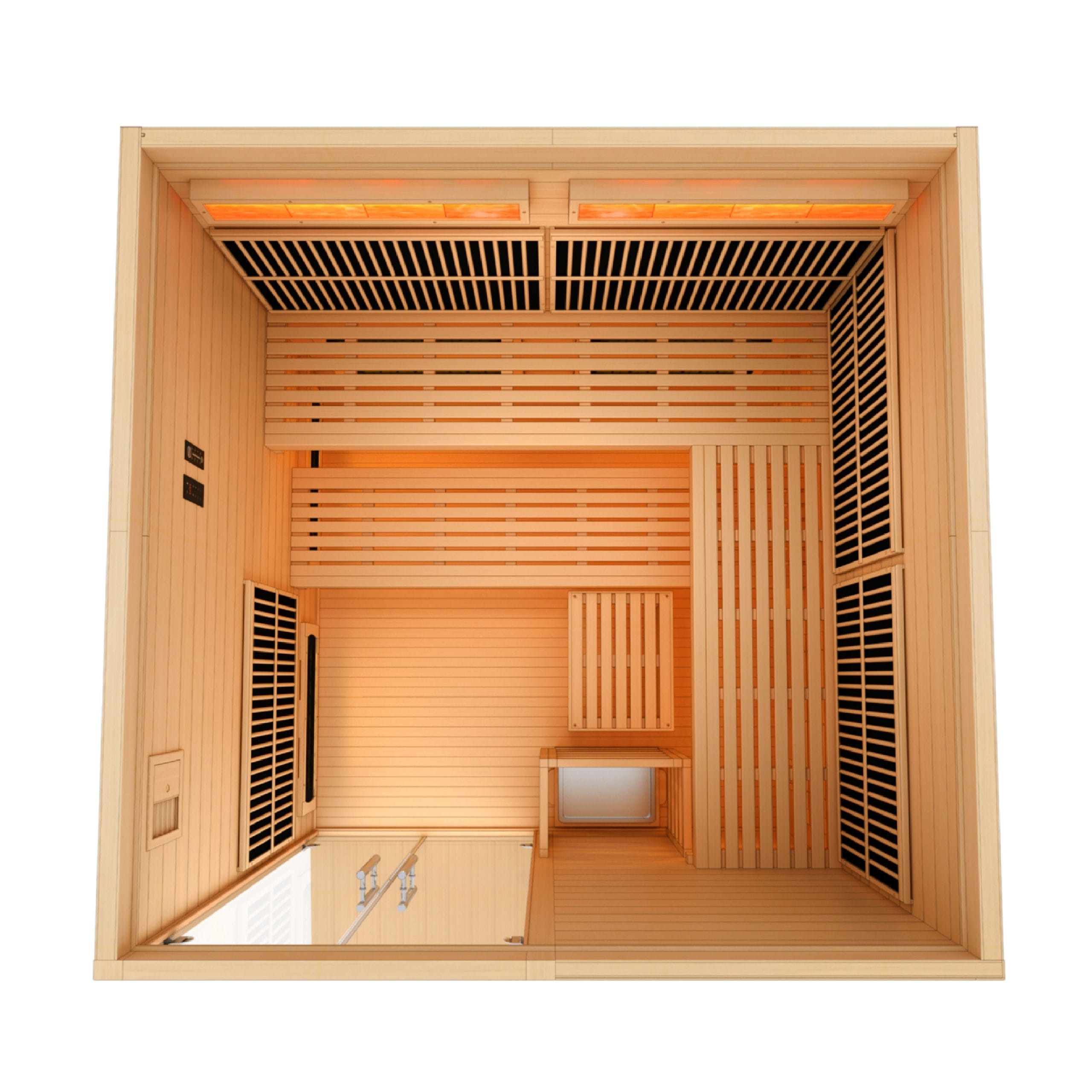 Golden Designs 2025 Soria 3 Person Indoor Full Spectrum Traditional Hybrid Sauna specifications