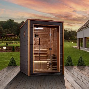 Golden Designs Narvik 2 Person Outdoor-Indoor Traditional Sauna - Canadian Red Cedar Interior