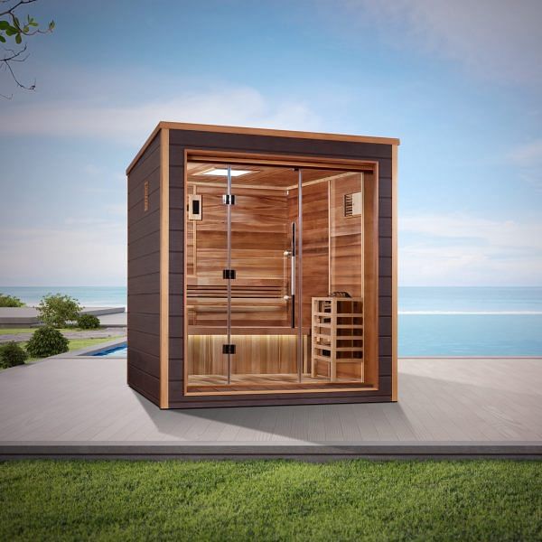 Golden Designs Drammen 3 Person Outdoor-Indoor Traditional Sauna - Canadian Red Cedar Interior - Image 3