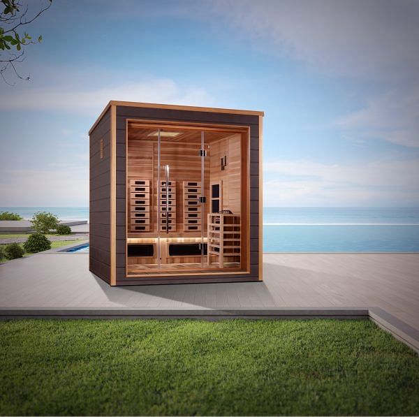 Golden Designs Visby 3 Person Outdoor & Indoor Hybrid Sauna - Canadian Red Cedar Interior - Image 4