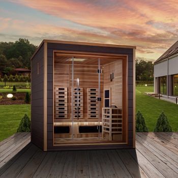 Golden Designs Visby 3 Person Outdoor & Indoor Hybrid Sauna - Canadian Red Cedar Interior