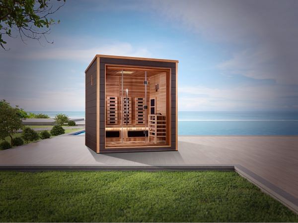 Golden Designs Visby 3 Person Outdoor & Indoor Hybrid Sauna - Canadian Red Cedar Interior - Image 8