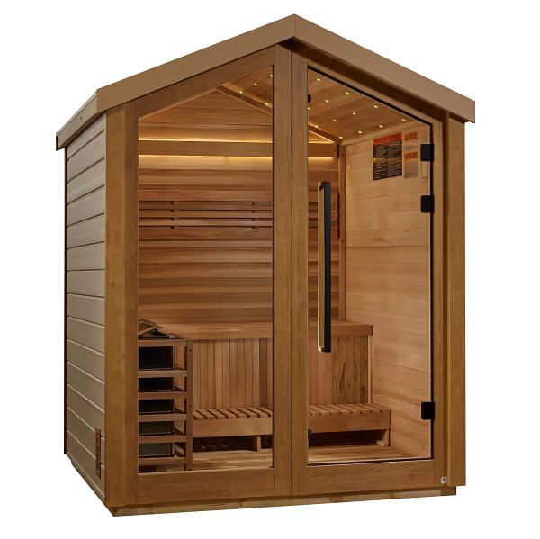 Golden Designs Savonlinna 3 Person Outdoor Traditional Sauna - Canadian Red Cedar Interior - Image 3