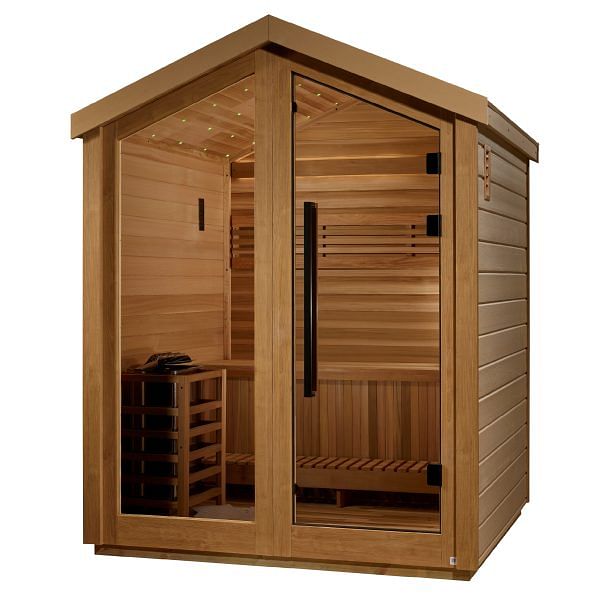 Golden Designs Savonlinna 3 Person Outdoor Traditional Sauna - Canadian Red Cedar Interior - Image 4