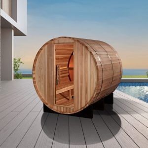 Golden Designs Zurich 4 Person with Bronze Privacy View Traditional Barrel Sauna