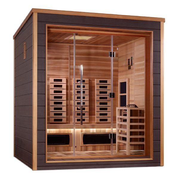 Golden Designs Visby 3 Person Outdoor & Indoor Hybrid Sauna - Canadian Red Cedar Interior - Image 3