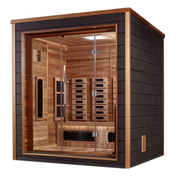 Golden Designs Visby 3 Person Outdoor & Indoor Hybrid Sauna - Canadian Red Cedar Interior - Image 5