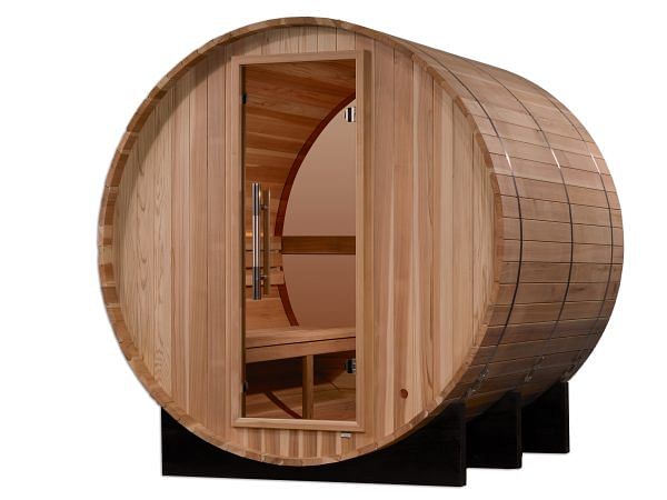 Golden Designs Zurich 4 Person with Bronze Privacy View Traditional Barrel Sauna - Image 5