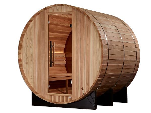 Golden Designs Zurich 4 Person with Bronze Privacy View Traditional Barrel Sauna - Image 4