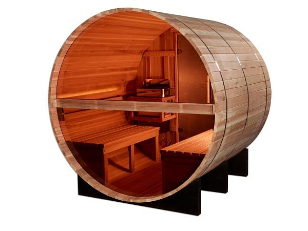 Golden Designs Zurich 4 Person with Bronze Privacy View Traditional Barrel Sauna - Image 2