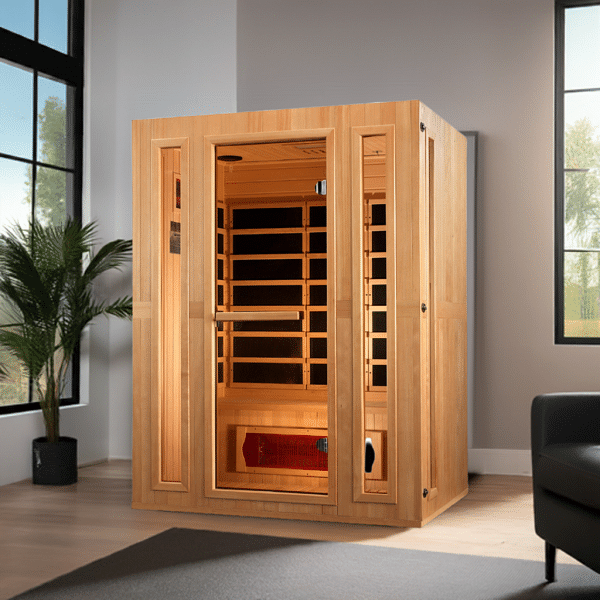 Golden Designs Maxxus "Trinity" Dual Tech 3-Person Low EMF FAR Infrared Sauna with Canadian Hemlock