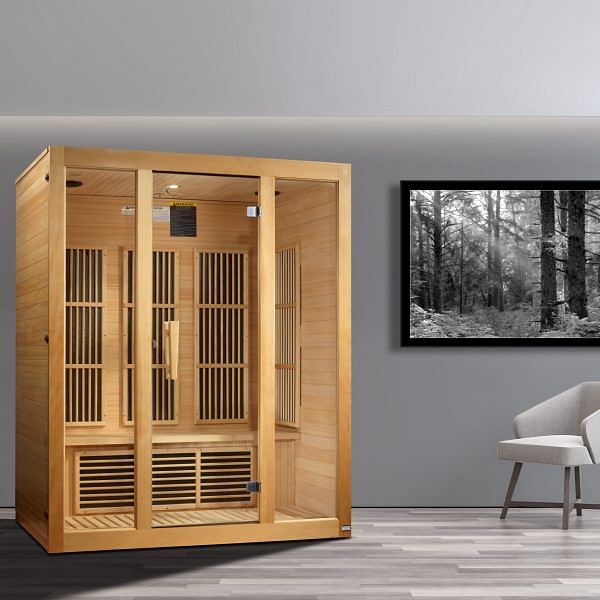 Golden Designs Maxxus "Bellevue" 3-Person Low EMF FAR Infrared Sauna with Canadian Hemlock