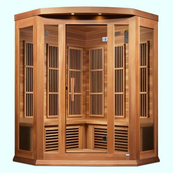 Maxxus 3-Person Corner Near Zero EMF (Under 2MG) FAR Infrared Sauna (Canadian Red Cedar) - Image 3