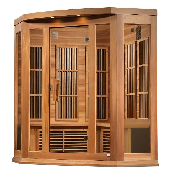 Maxxus 3-Person Corner Near Zero EMF (Under 2MG) FAR Infrared Sauna (Canadian Red Cedar) - Image 4