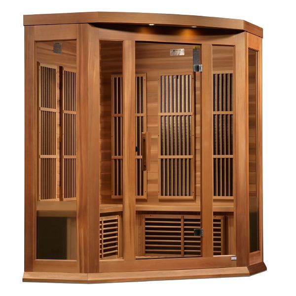 Maxxus 3-Person Corner Near Zero EMF (Under 2MG) FAR Infrared Sauna (Canadian Red Cedar) - Image 2