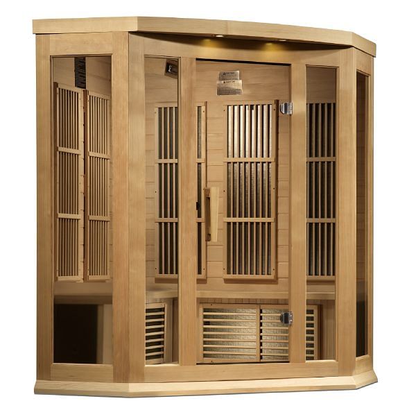 Golden Designs Maxxus "Chaumont Edition" 3-Person Corner Near Zero EMF FAR Infrared Sauna with Canadian Hemlock - Image 4