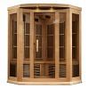 Golden Designs Maxxus "Chaumont Edition" 3-Person Corner Near Zero EMF FAR Infrared Sauna with Canadian Hemlock