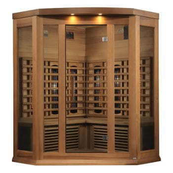 Alternative view of Maxxus 3-Person Corner Full Spectrum Near Zero EMF (Under 2MG) FAR Infrared Sauna (Canadian Red Cedar)