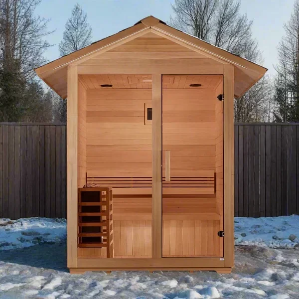 Golden Designs Arlberg 3 Person Traditional Outdoor Sauna - Canadian Hemlock - Image 2