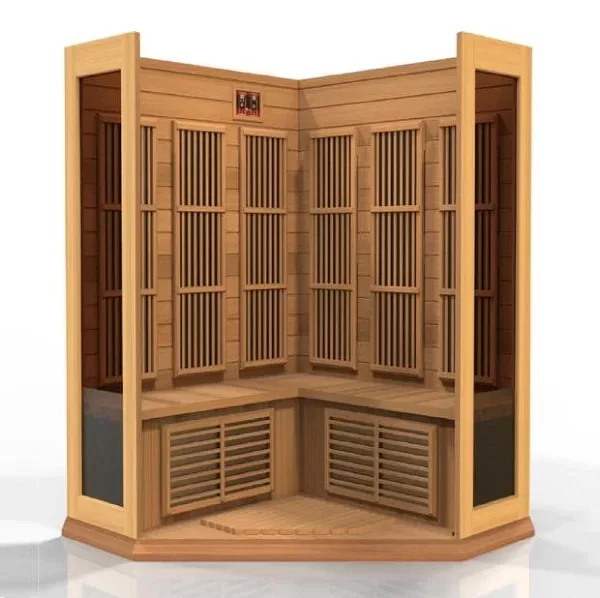 Golden Designs Maxxus "Chaumont Edition" 3-Person Corner Near Zero EMF FAR Infrared Sauna with Canadian Hemlock - Image 3