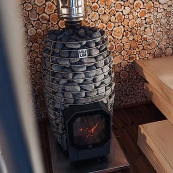 Alternative view of HUUM HIVE Flow Mini LS Wood-Burning Sauna Stove w/ Firebox Extension, 8.5kW