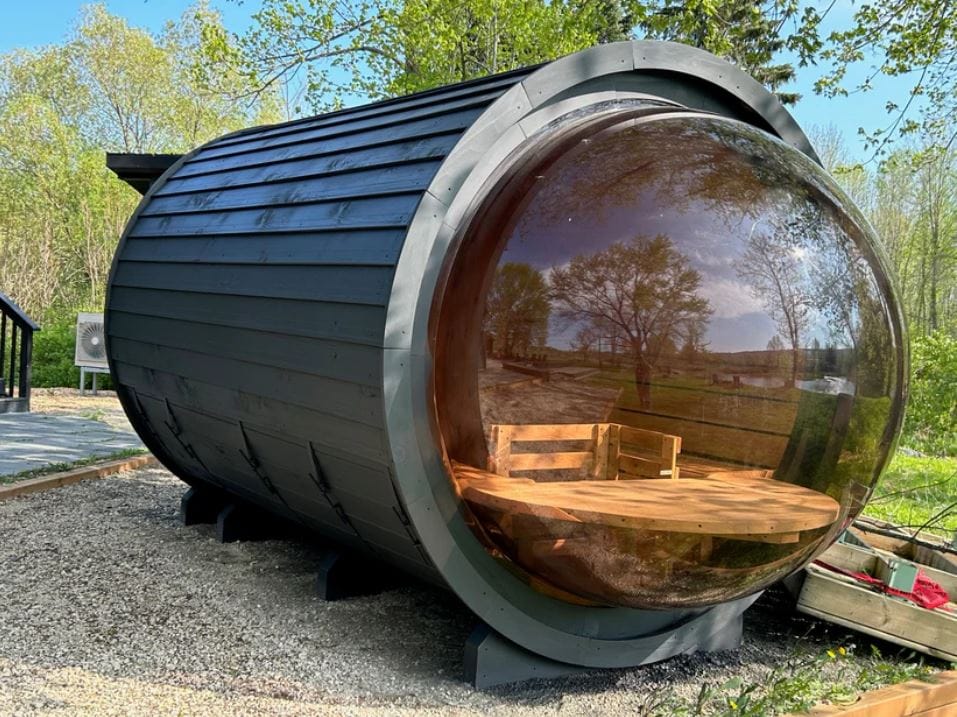 Barrel True North Sauna Paranoma Glass View