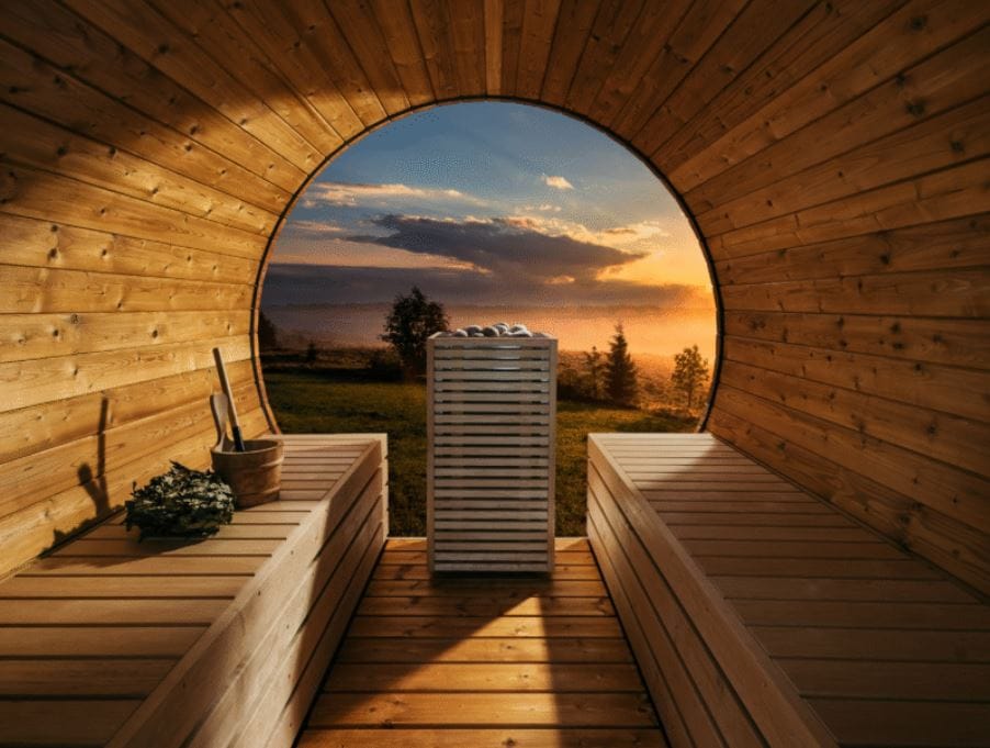 Huum Core Electric Sauna Heater in Barrel Sauna