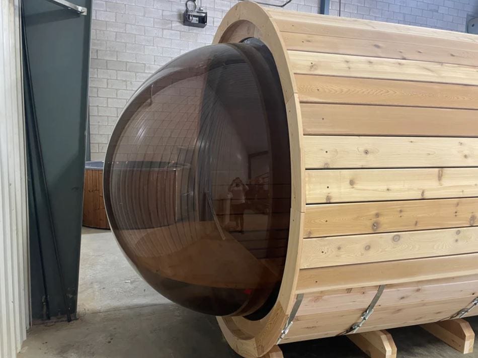 True North Panorama Barrel Outdoor Sauna Side View