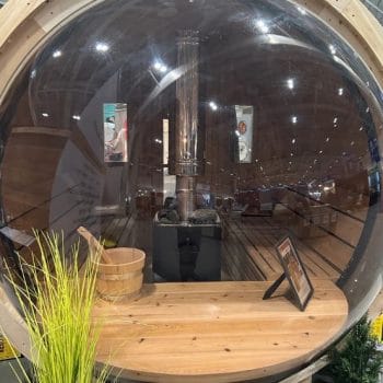 True North Panorama Barrel Outdoor Sauna front outside view